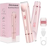Dermave Shaver Bikini Shaver - Trimmer 2.0 for Women, 2 in 1 Electric Dual Head Razors, Ipx7 Waterproof, USB Charging, Painless Hair Removal for Private Area/Facial/Pubic/Hair Body (Pink)