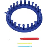 Round Plastic Knit Quick Knitting Set,DIY Crochet Handmade Craft kit, with Crochet Hook and Needle, Suitable for Beginners and Knitting Lovers (Blue)