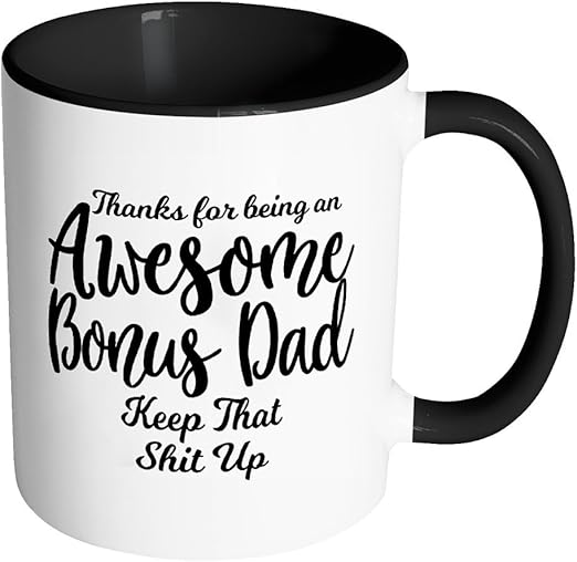 Amazon Com Father S Day Awesome Bonus Dad Coffee Mug For Stepdad Fast Shipping Fathers Day Gift From Stepdaughter Or Stepson Kitchen Dining