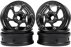 VNUHV 2.2 Carbon Fiber Aluminum Beadlock Wheels Rim for 1/10 RC Rigs Crawler Capra SCX10 PRO Wraith TRX4 Gmade R1 Element Enduro DIY (Black D)