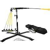SKLZ Hurricane Baseball and Softball Swing Trainer, Adjustable Power Band System with Anti-Dent Ball Head, Height 23 to 38 Inches, Solo Hitting Practice for Youth Ages 14 and Under