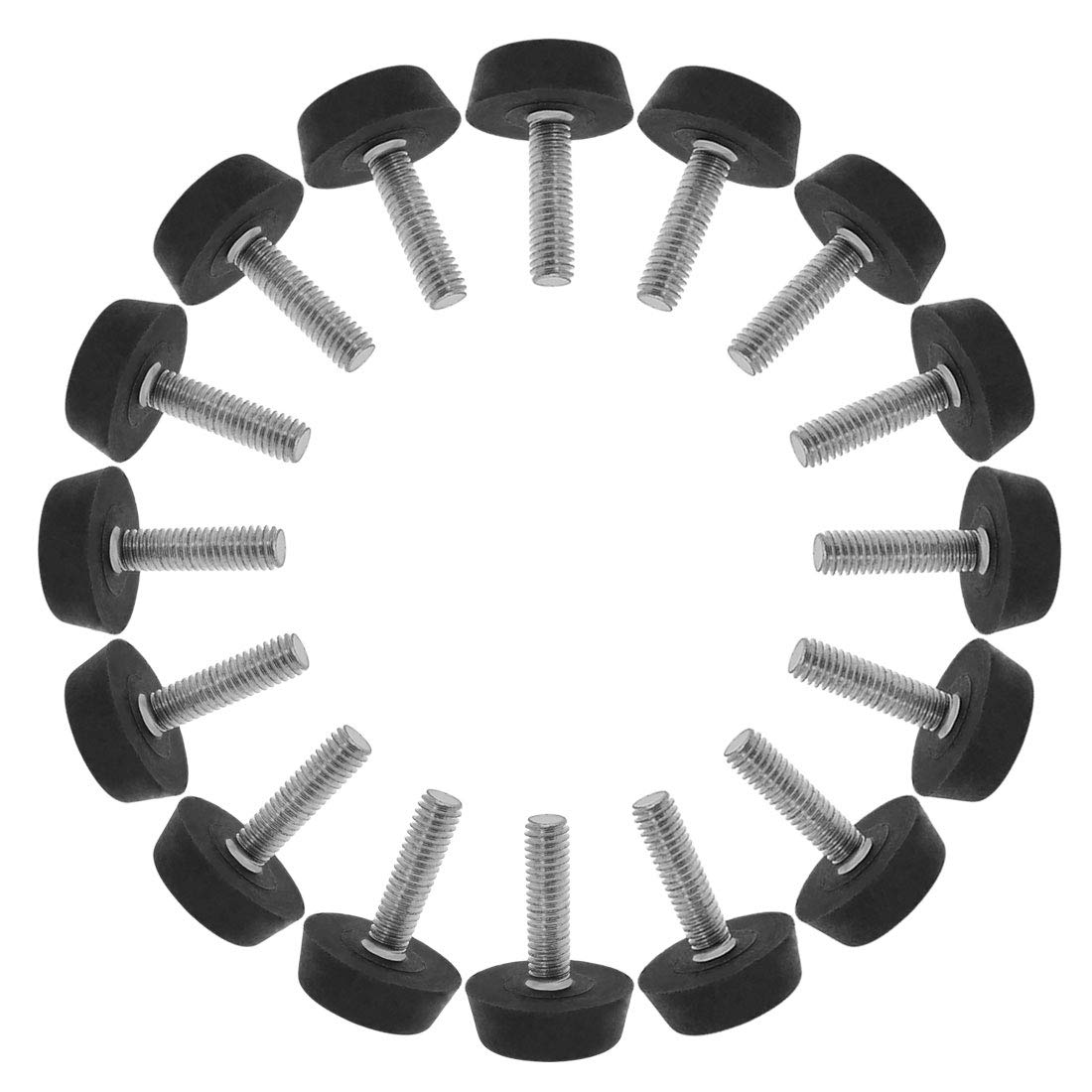 Sourcingmap M6 x 22 x 22mm Furniture Glide Leveling Feet Adjustable Leveler Floor Protector for Table Desk Leg 16 Pack