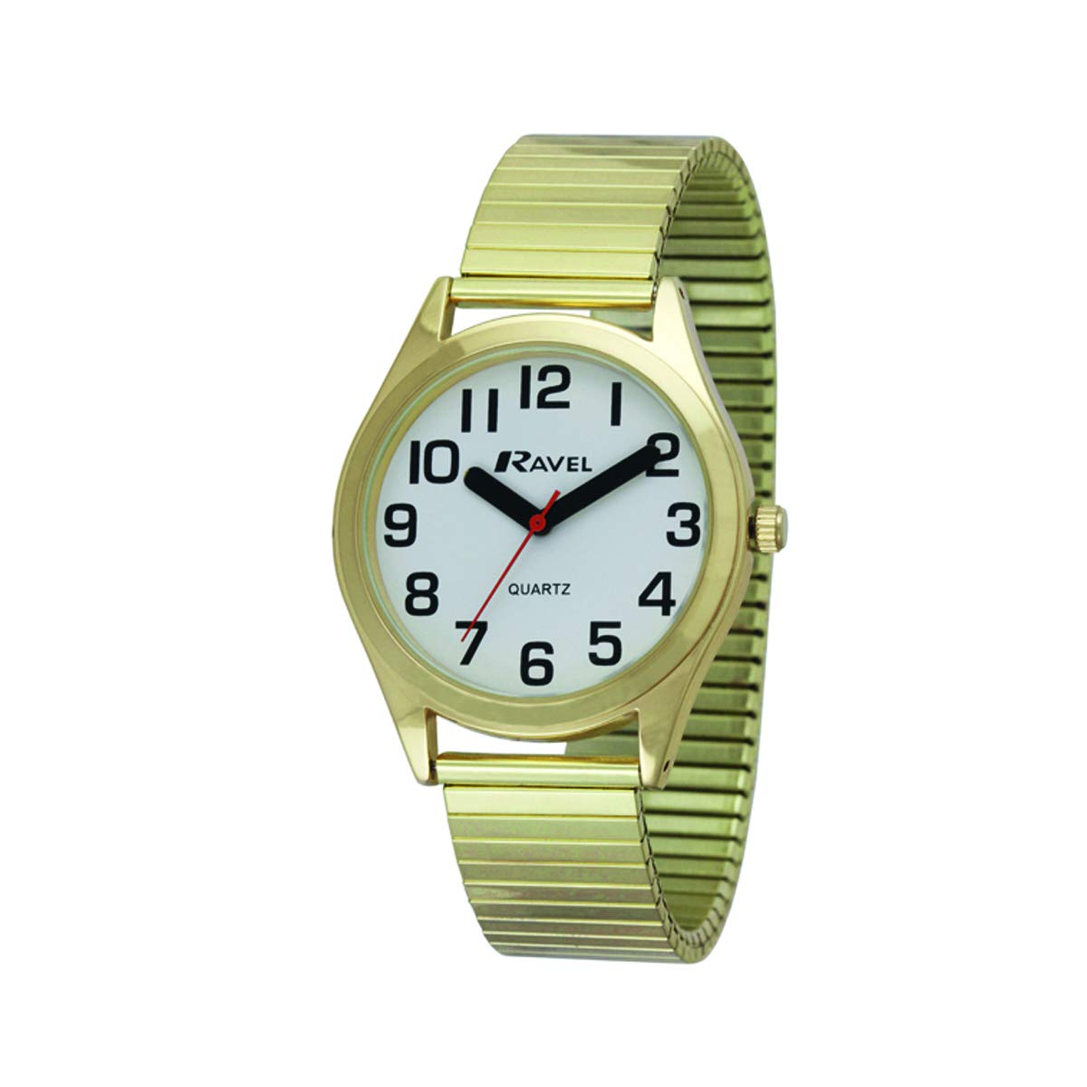 Ravel - Unisex Super Bold Sight Aid Watch with Big Numbers on Stainless Steel Expander Bracelet - Gold Tone — image 1