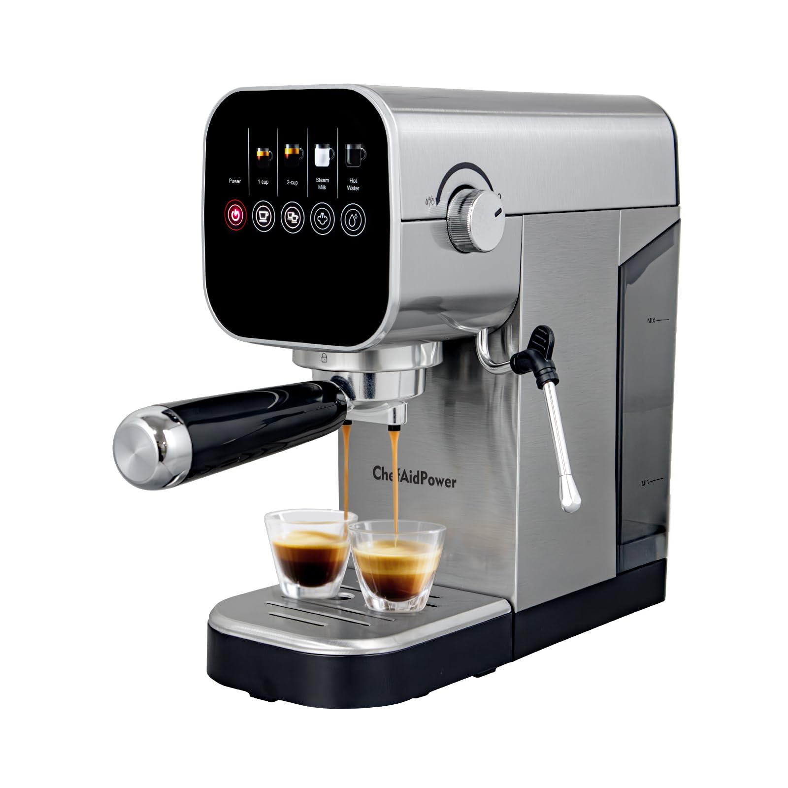 Photo 1 of ChefAidPower Espresso Machine, 20 Bar, Milk Frother, 30oz Water Tank, Touchscreen, Stainless Steel