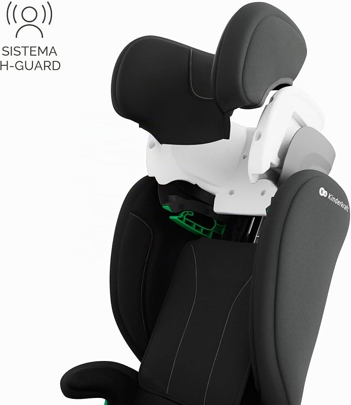 Kinderkraft JUNIOR FIX2 PRO I-SIZE Seggiolino auto 15-36 kg, Gruppo 2-3, 100-150 cm, con Isofix, Poggiatesta regolabile, Sistemi di sicurezza, Leggero Facile da trasportare, Facile da pulire, Nero