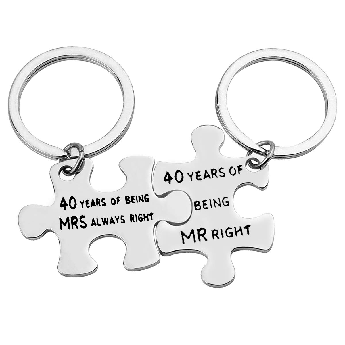 40 Years Anniversary Wedding Gifts Happy Anniversary Keychain Set Matching Keyring Gift for Couple Mom Dad Grandma Grandpa Anniversary Puzzle Keyring Gift Valentine Day Birthday Gift