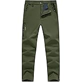 Rdruko Men's Snow Pants Waterproof Insulated Winter Hiking Pants Snowboard Fleece Lined Softshell Ski Pants