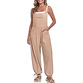 ALSOGO Womens Wide Leg Overalls Loose Beach Vacation Outfits Jumpsuits 2025 Causal Sleeveless Rompers with Pockets