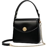 LA FESTIN Genuine Leather Small Square Handbag for Women Top Handle Crossbody Bags Satchel Purse with Adjustable Strap