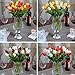 FatColo 10 Pcs/Lot PU Stunning Holland Mini Tulip Flower Real Touch Wedding Flower Artificial Flowers Silk Plants for Room Home Hotel Party Event Decoration Multi-Color (Yellow)