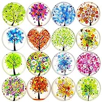 ALIGLE 16pcs Beautiful Glass Refrigerator Magnets Fridge Stickers Funny for Office Cabinets Whiteboards Tree of Life Decorative Photo Abstract (Tree of Life)