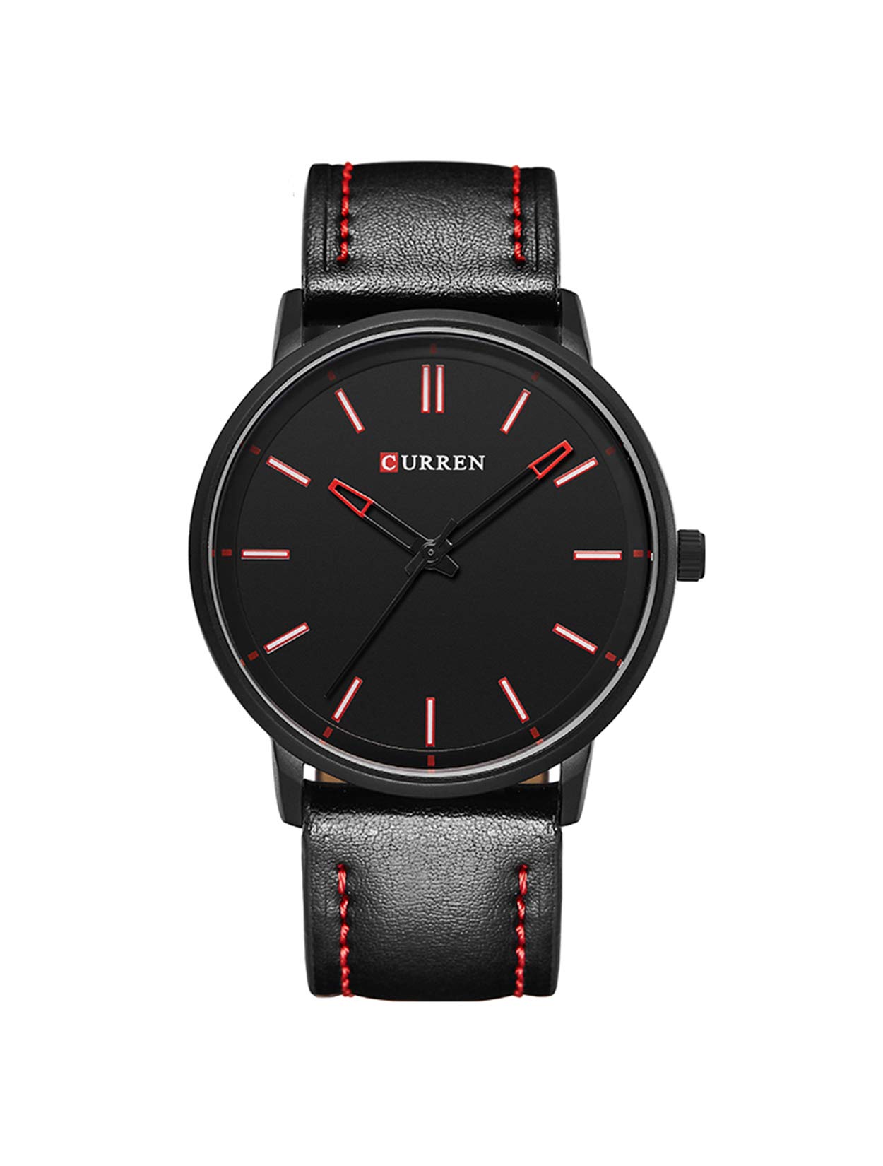 Herren Schwarz Ultradünne Uhr,Armbanduhren für Männer Geschäft Wasserdicht Quarzuhr für Mann mit Schwarzes Lederarmband