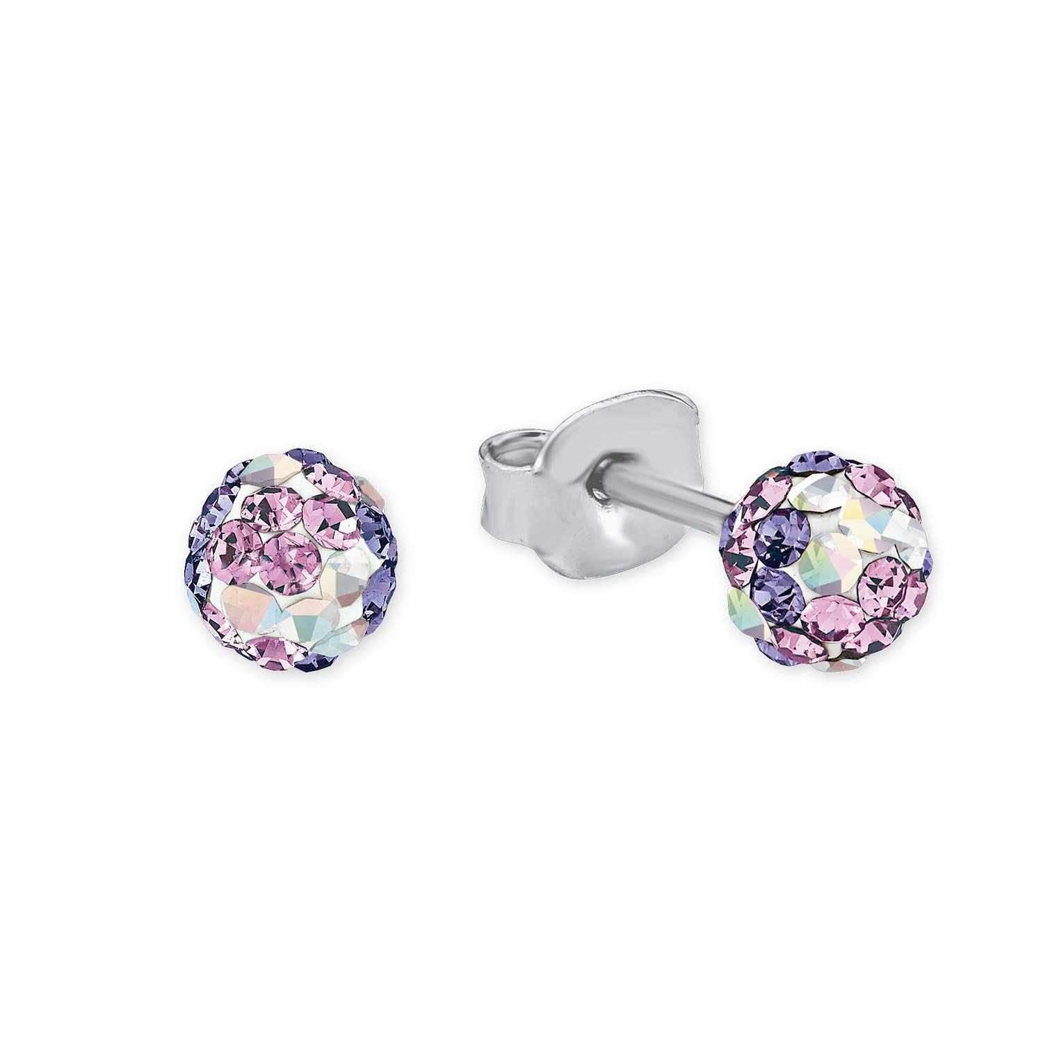 Prinzessin Lillifee stud earrings 925 sterling silver girls' children's earrings, with Preciosa, 0.4 cm, silver, comes in jewelry gift box 2013162
