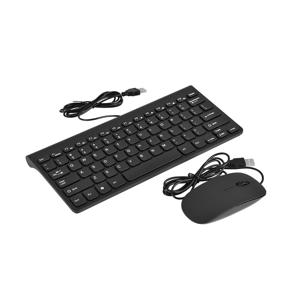 USB Wired Keyboard&Mouse Set, 87Keys Ergonomic Design Protable Mini Ultra Thin Keyboard Mice Combo for PC Laptop, Easy to Use Plug and Play(Black)