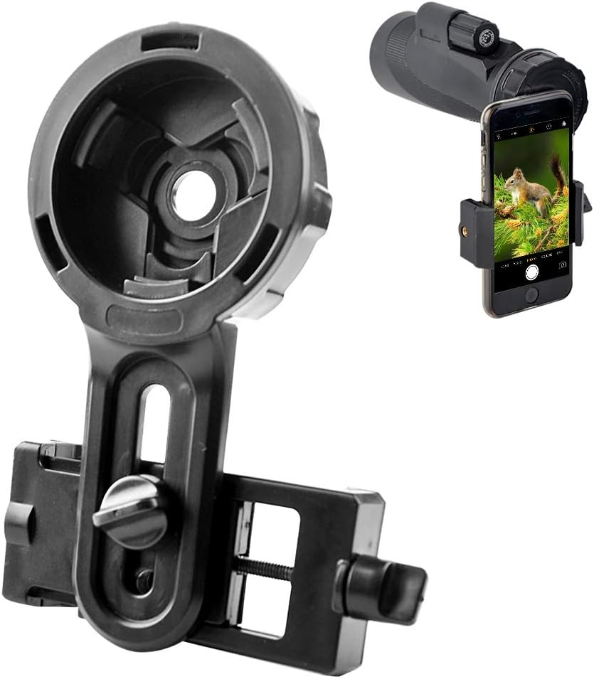 Spotting Scope Universal Phone Mount-Support Monocular Binoculars Spotting Scopes Eyepiece Diameter 24-47mm- Compatible with Smartphone Width 55-102mm Almost All Models of Mobilephones on The Market