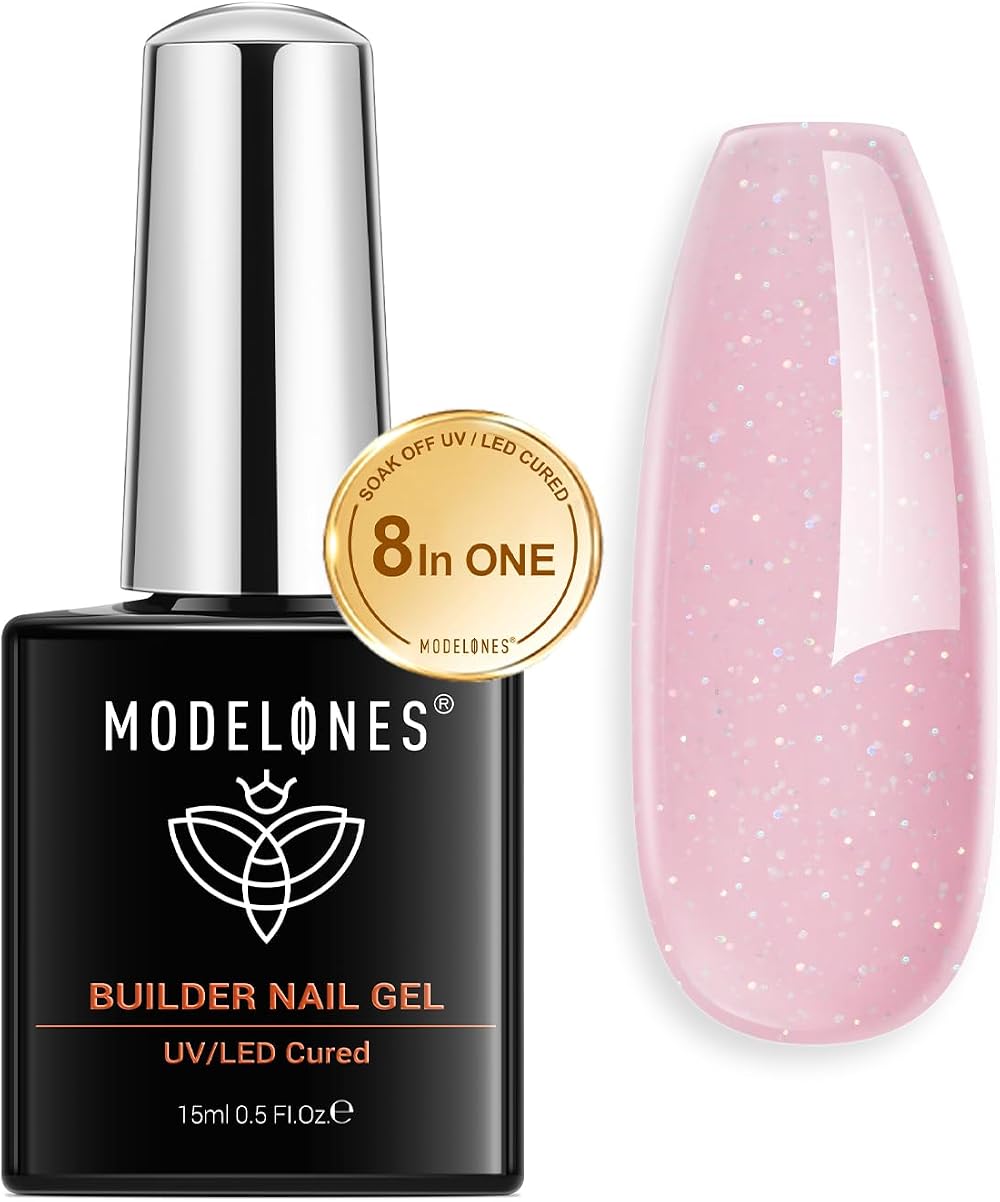 Modelones Builder Nail Gel Nude Glitter Pink 8-in-1 15ML