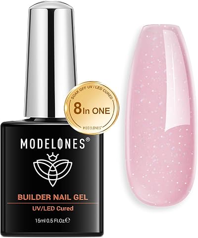 Modelones Builder Nail Gel Nude Glitter Pink 8-in-1 15ML