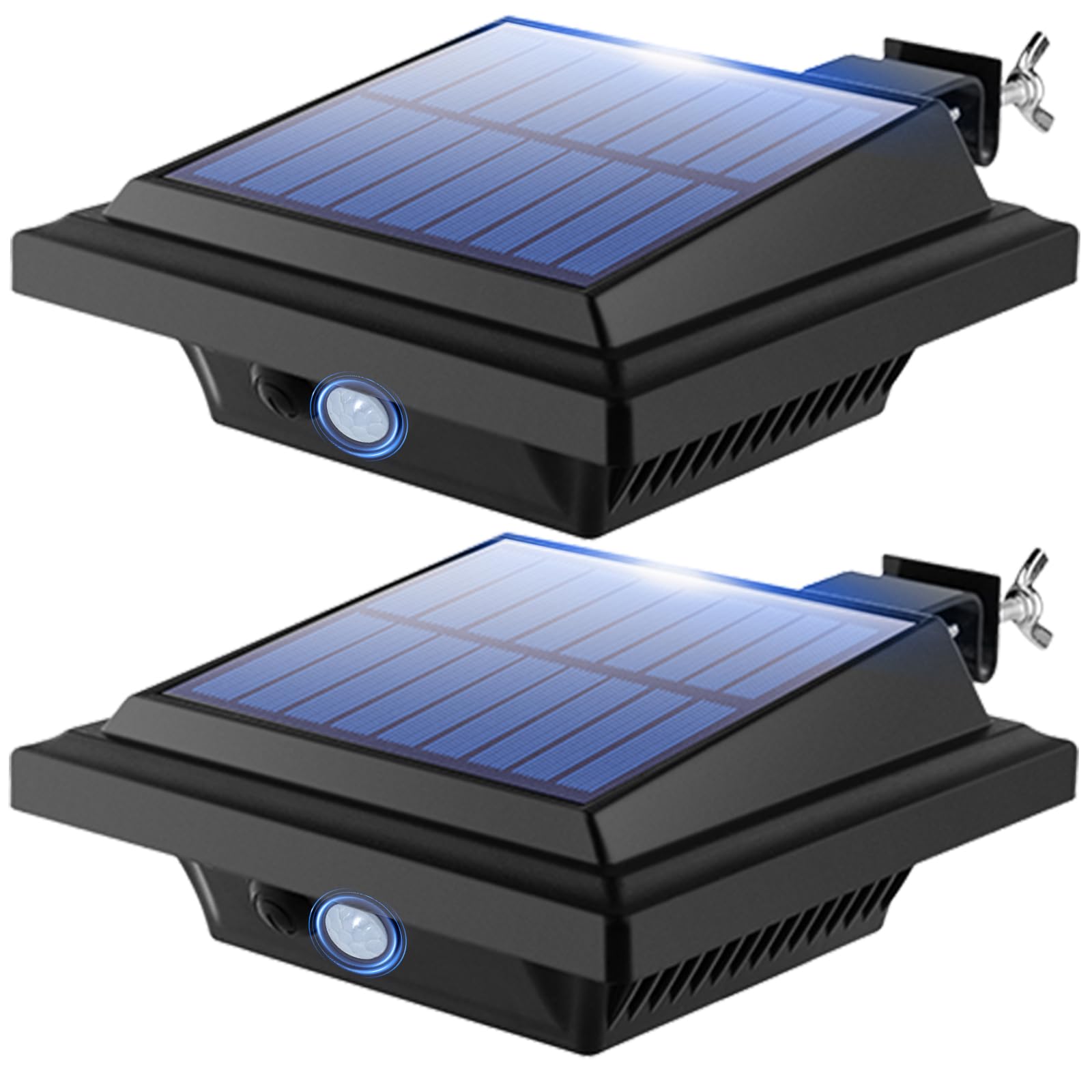 40 LED Motion Sensor Solar Lights Outdoor, IP65 Waterproof Level, Wide Angle Illumination, 120° PIR Motion Detector, Black Warm Gutter Lights with Rechargeable Battery for Garden,Fence,Wall(2 PCS)