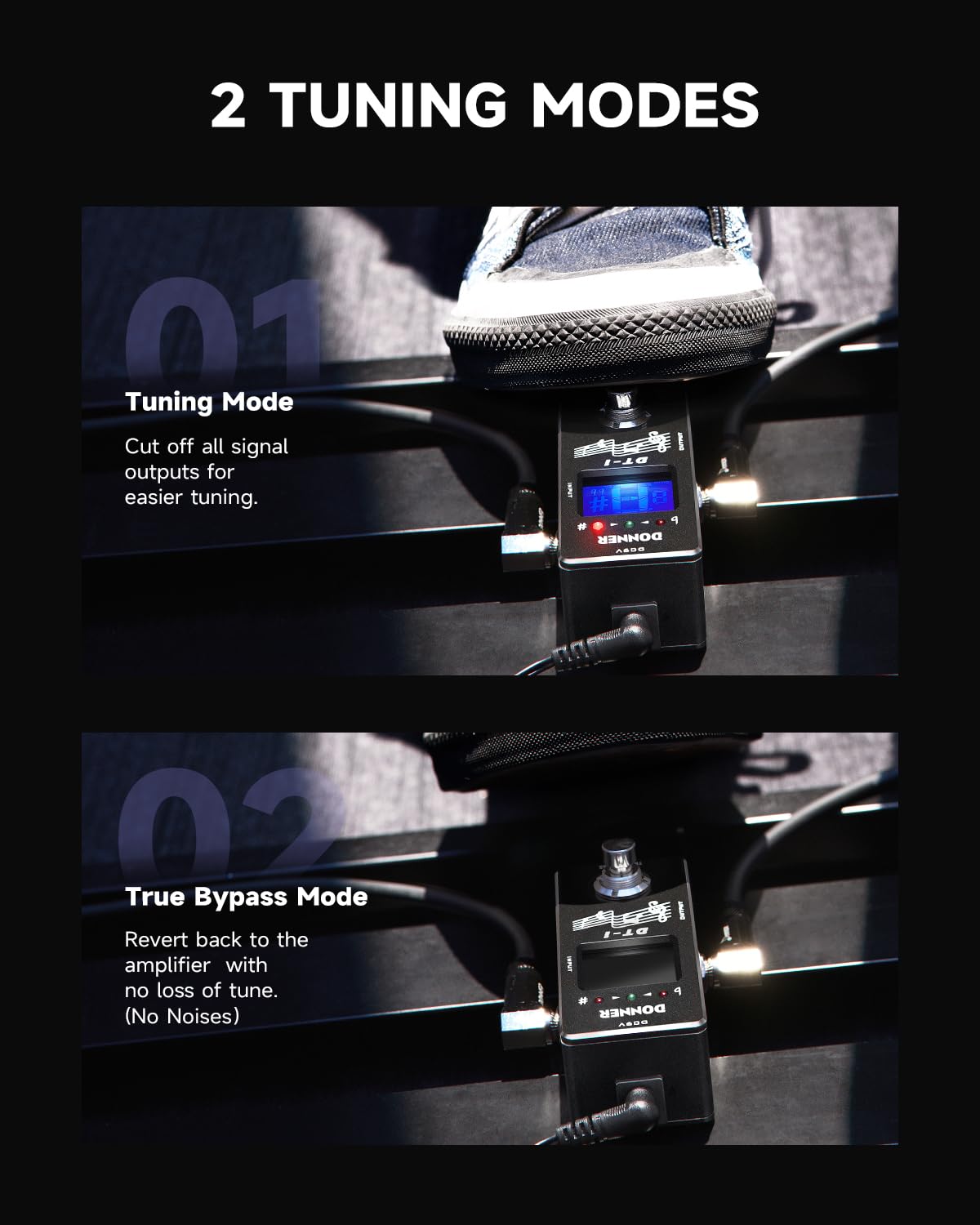 Donner Tuner Pedal, Dt-1 Chromatic Guitar Tuner Pedal with Pitch Indicator for Electric Guitar and Bass True Bypass