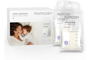 Momcozy Breastmilk Storage Bags, Temp-Sensing Discoloration Milk Storing Bags for Breastfeeding, Disposable Milk Storage Bag 