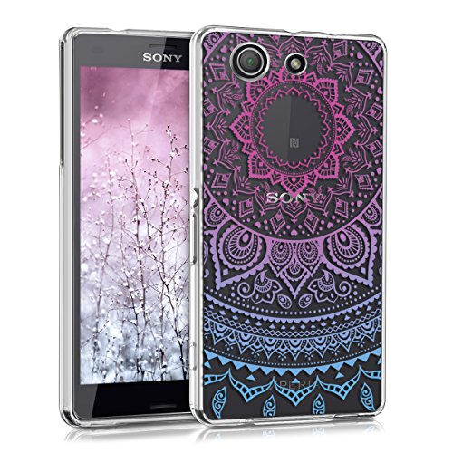 kwmobile Crystal TPU Silicone Case for Sony Xperia Z3 Compact in Design Indian sun blue dark pink transparent