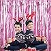 3 Packs 3.2ft x 6.6ft Light Pink Metallic Tinsel Foil Fringe Curtains Photo Booth Props for Birthday Wedding Engagement Bridal Shower Baby Shower Bachelorette Holiday Celebration Party Decorations