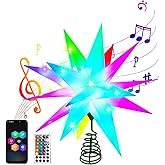 FOYOTO Christmas Tree Topper Star, Smart LED Lighted Christmas Treetop Decorations with Remote, Bluetooth App Control-Music Sync Color Changing, Hanging Star Decor for Indoor/Outdoor-16 Inches