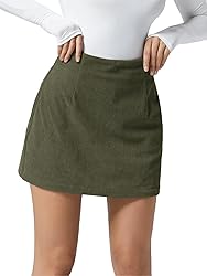 Wenrine Womens Mini Skirt High Waisted Basic Casual