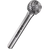 LU&amp;MN SD-5 Tungsten Carbide Burr, 1/2" Head 1/4" Shank, 1 Pcs | Industrial-Grade, Double Cut Rotary Burr, Deburring, Chamfering, Engraving, Polishing, Metal &amp; Wood