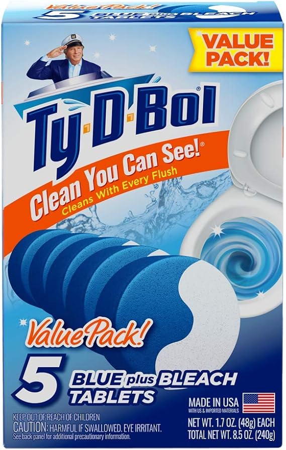 TyDBol Blue Plus Bleach Tablets Value 5 Pack, Cleans and