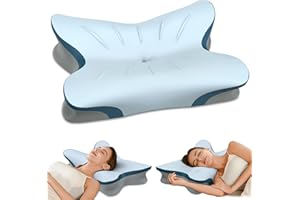 ROPU Cervical Pillow for Neck Pain Relief - Ergonomic Neck Pillow for Sleeping Contour Memory Foam Pillows with Cooling Pillowcase, Orthopedic Bed Pillow for Side Back Stomach Sleepers