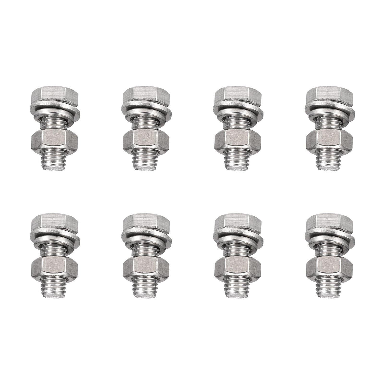 TA-VIGOR 8Pcs M10 x 25mm Hex Head Screws Bolts, Nuts, Flat & Lock Washers Kits, Fully Thread Hexagon Bolts, High Tensile Cap Screws for Metal Work, Automotive Machinery, Bike Motorcycles Repair