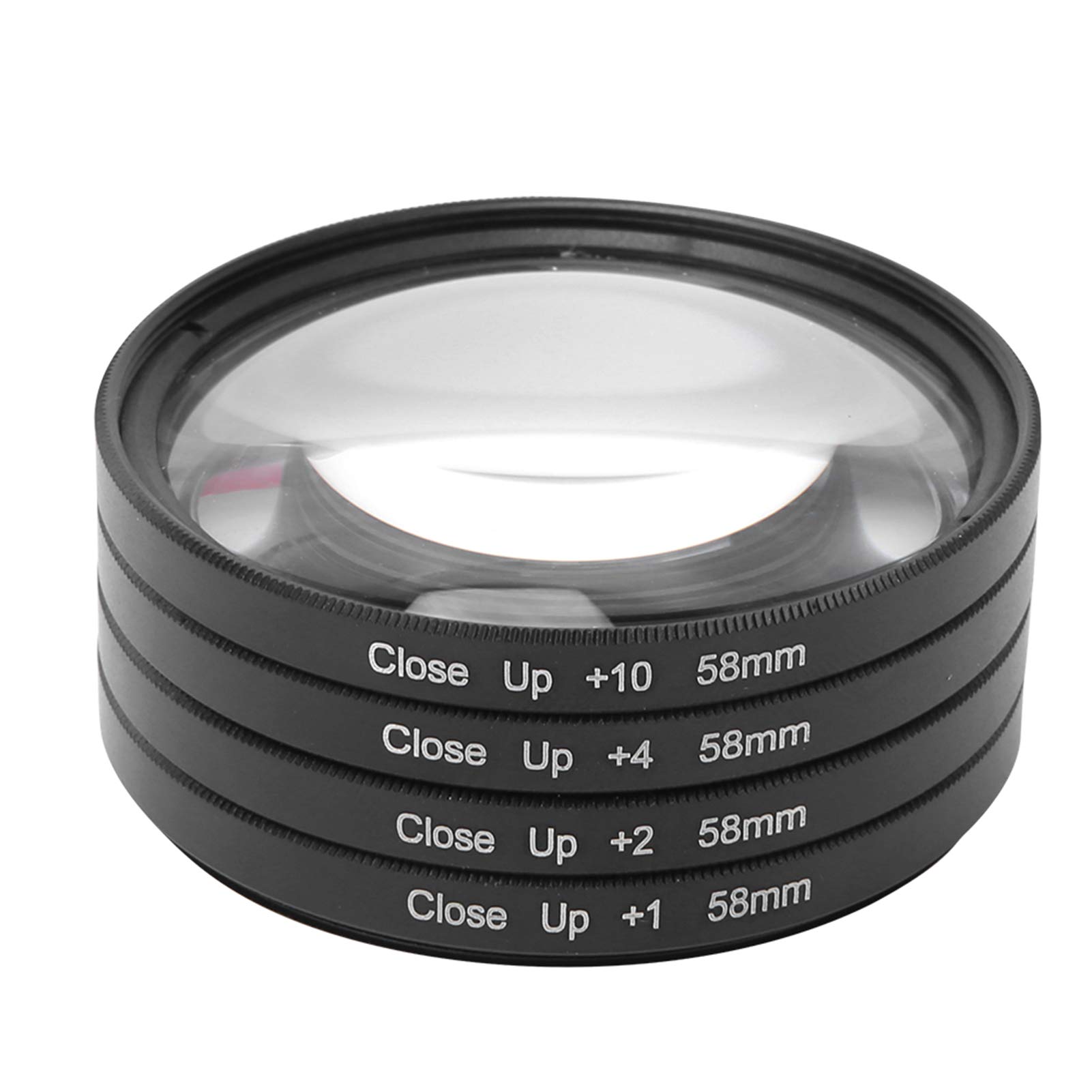 Bewinner Four Close-up Filters Optical Magnifying Glass Macro Filter Kit +1,+2, +4, +10 58mm Lens Filter Kit, Camera Lens Filter Sets with Storage Box