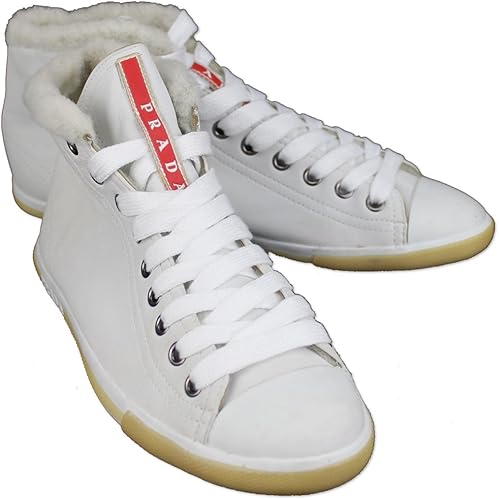 Amazon プラダ アウトレット ボア付きレディーススニーカー ホワイト Size39 26 0cm Cv6026 並行輸入品 Prada プラダ スニーカー