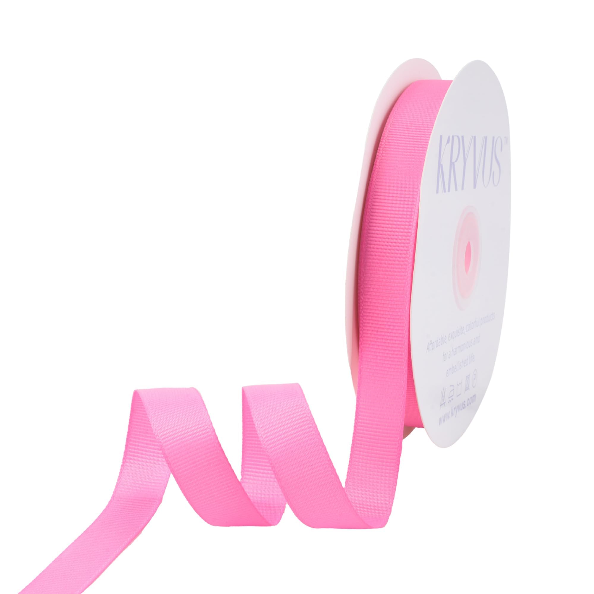Kryvus Grosgrain Ribbon, Hot Pink Ribbon 16mm x Continuous 45 Metres, Hot Pink Grosgrain Ribbons Perfect for Gift Wrapping, Crafts, Sewing, Wedding Decor, DIY Hair Accessories and More
