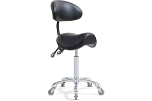 ANTLU Saddle Stool Rolling Chair with Back Support,Esthetician Tattoo Dental Stool Chair,Lash Chairs for Eyelash Tech Massage Salon(Black,with Backrest)