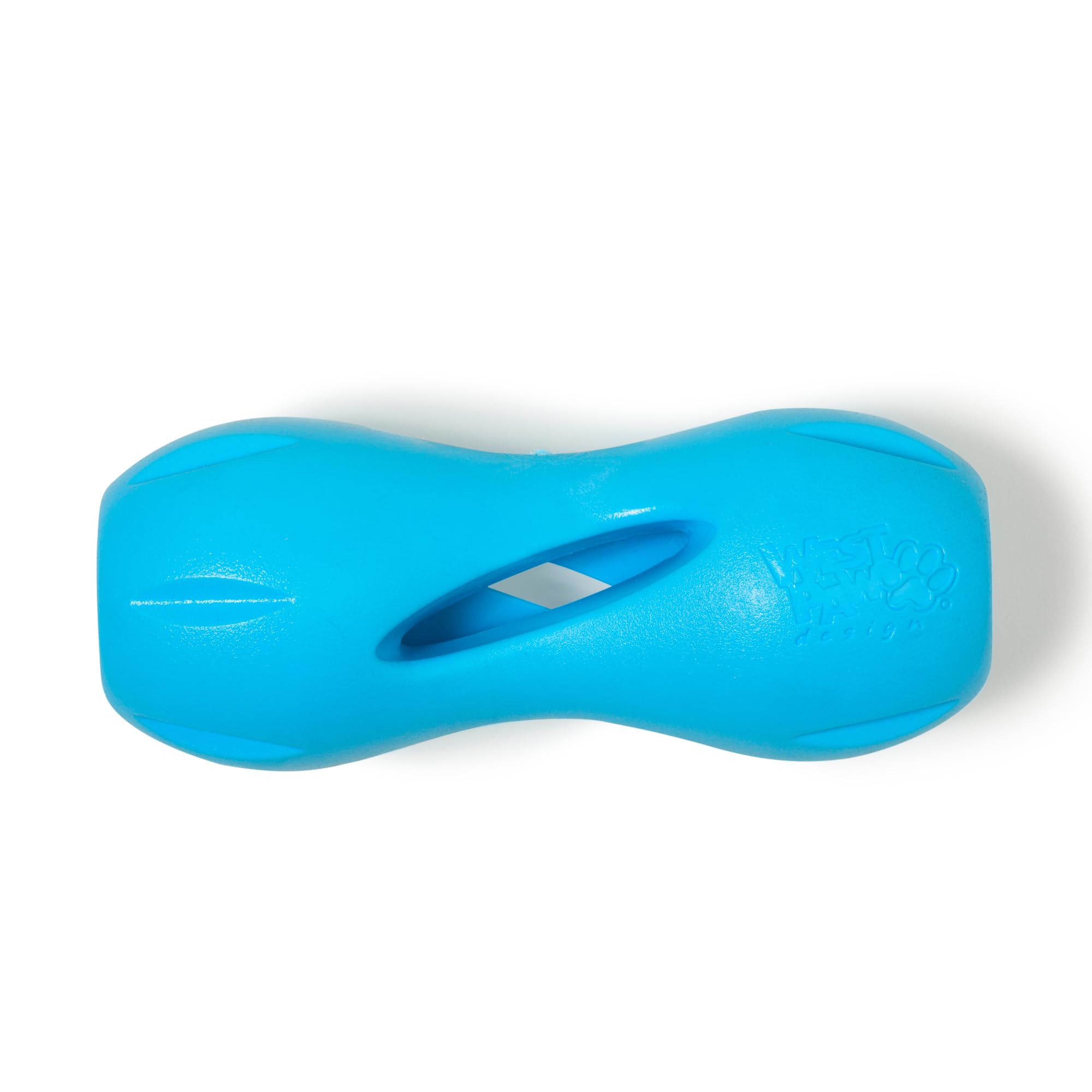 WEST PAW Zogoflex Qwizl Dog Puzzle Treat Toy ? Interactive Chew Toy for Dogs ? Dispenses Pet Treats ? Brightly-Colored Dog Puzzles for Aggressive Chewers, Fetch, Catch, Non-Toxic, Aqua Blue, Large