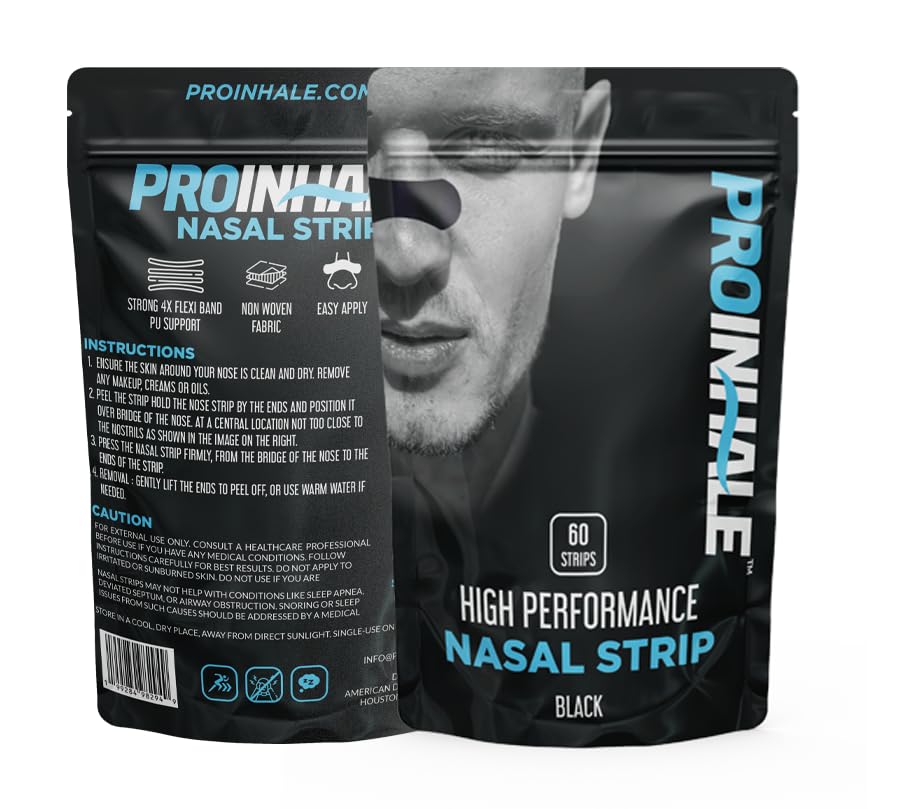 Athletic Nose Strips for Breathing – Flexible Nasal Strip for Comfortable Fit, Secure Hold, Non-Slip Adhesive Nose Tape, Sport and Sleep Nose Strips, 60 Count Nasal Expander Strips