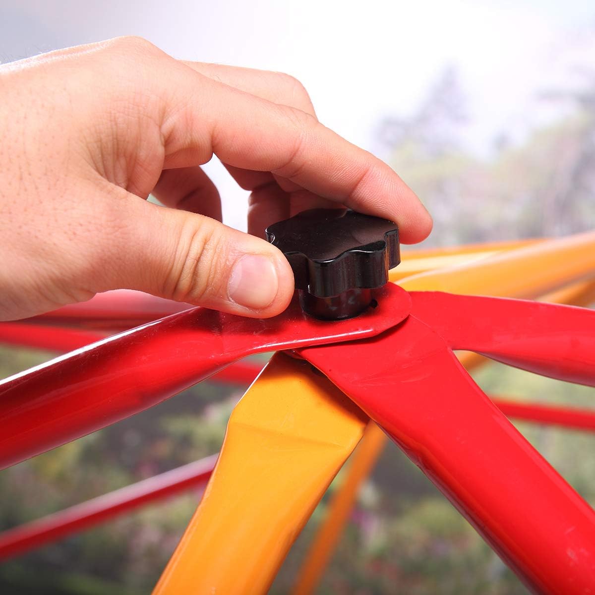 JAXPETY Outdoor Dome Climber Playground Children Kid Swing Set Climbing Frame Backyard Gym, Red and Yellow: Toys & Games