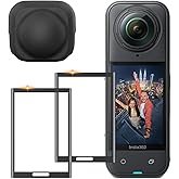 Drogear 2 Pcs Screen Protector and Lens Cap for Insta360 X5, Insta360 X4/X5 Tempered Glass Screen Film + Silicone Lens Protective Cover, Protect against Dust and Scratches, Insta360 X5 Accessories
