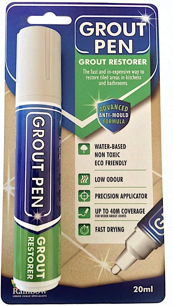 Large Grout Pen Revives & Restores Stained Tile Grout Leaving a Clean
