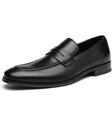 Men\'s Black Leather Penny Loafers - Sleek Slip-On Dress Shoes Vance-Mens-Princeton-Slip-on-  main image 4