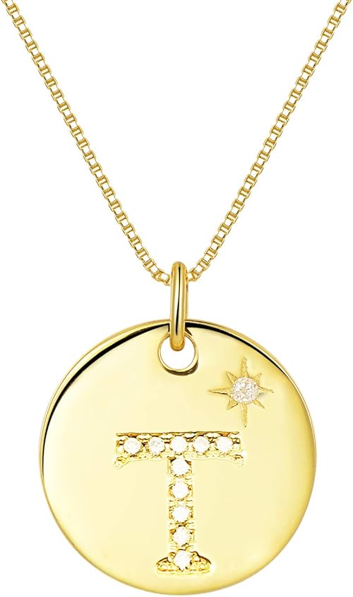 Sunshine·G Initial Necklace,18K Gold Plated Pendant Initial Letter