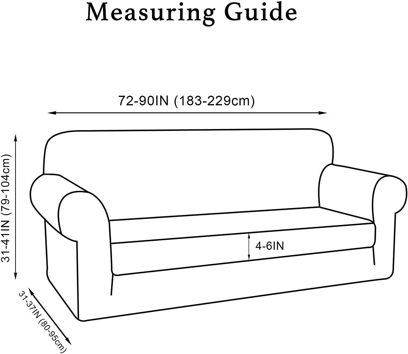 Turquoize Stretch Sofa Slipcover 2 Piece Sofa Cover with Separate Cushion Cover Couch Cover for 3 Cushion Couch Furniture Protector with Elastic Bottom High Spandex Washable (Large, Taupe): Home & Kitchen