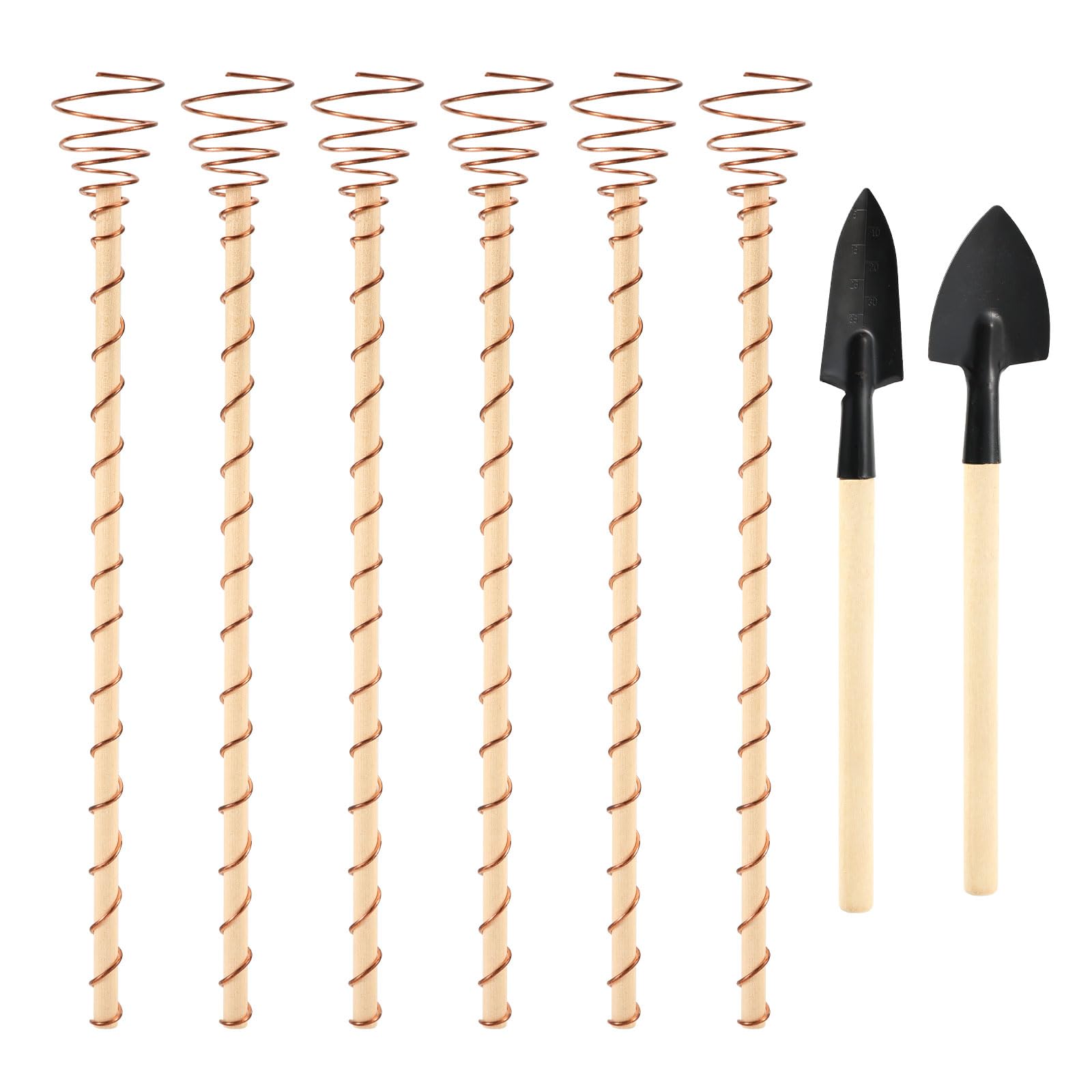 6pcs Electroculture Plant Stakes with 2 Garden Shovels, 11.5 Inch Copper Garden Stakes Copper Coil Gardening Antenna High Yield Electro Culture Antenna for Plants Fruits Vegetables Growth