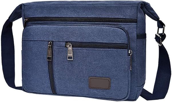 mens blue messenger bag
