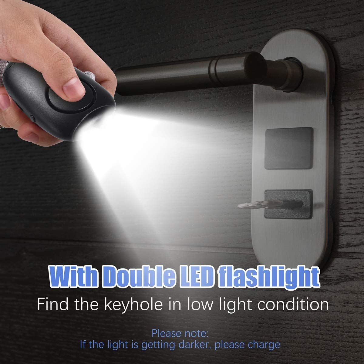 (Upgraded New Version) Safe Sound Personal Alarm, Rechargeable Emergency 130db Security Alarm Keychain Siren Song with 2 LED Lights, for Women, Men, Children, Elderly (3 Pack), Black