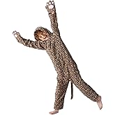 Cheetah Costume Kids - Unisex One Piece Costume Boys Halloween Costumes for Girls- Animal Onesie Kids Halloween Pajamas 4-10Y
