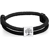 TempBeau Braided Men Rope Cross Bracelet - Adjustable Tree of Life Cord Surfing Bracelet, Handmade Nautical Navy Marine String Bracelet with Metal Knot, Easter Women Bracelets Gifts