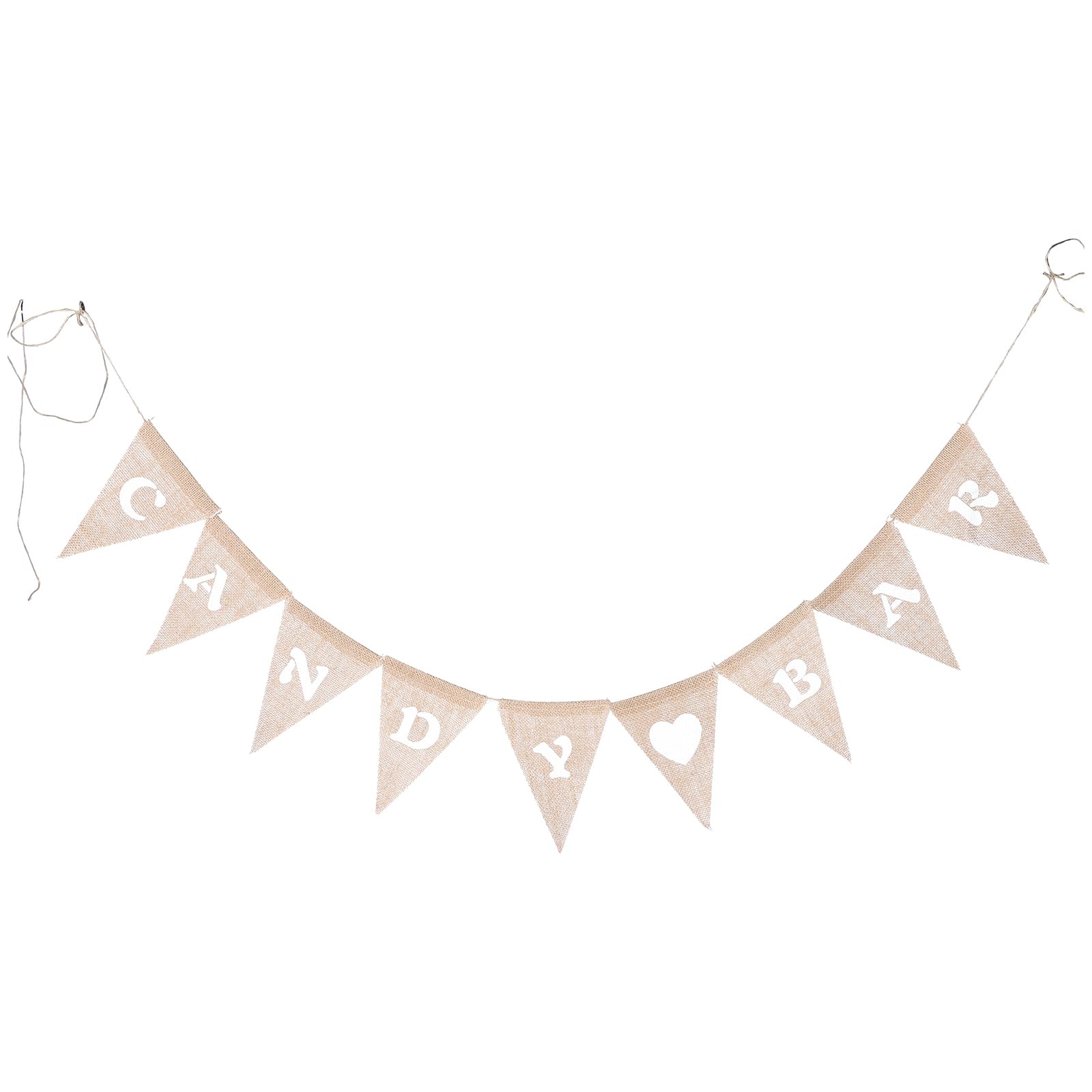 LUOEM Candy Bar Banner Heart Shape Hessian Bunting Banner Rustic Wedding Burlap Banners for Party Decoration